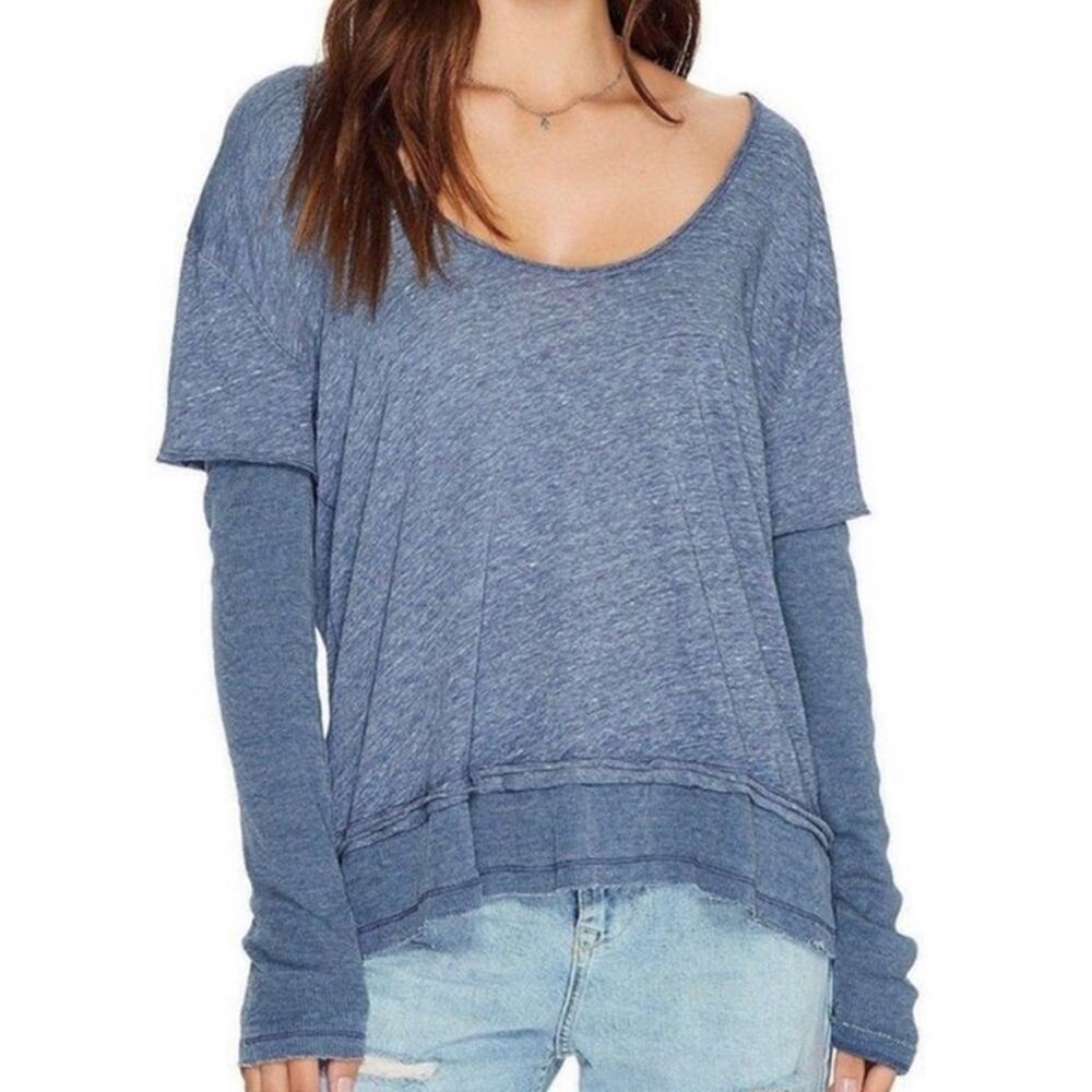 Free People blue magic layered long sleeve top size small NWT new
